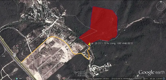 Imagen satelital de referencia del terreno en Las Margaritas, Santiago